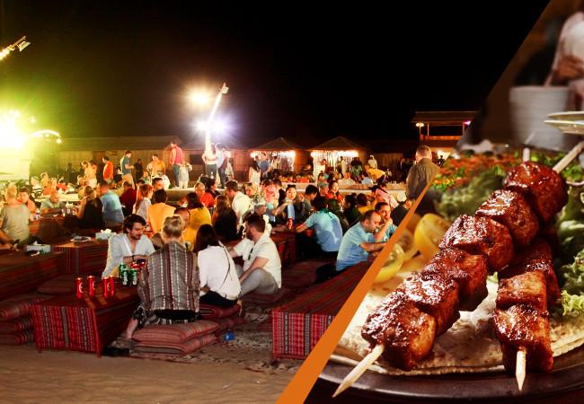 ăn bbq trong lều trại bedouin sa mạc dubai