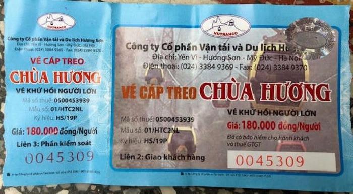 Vé cáp treo chùa Hương