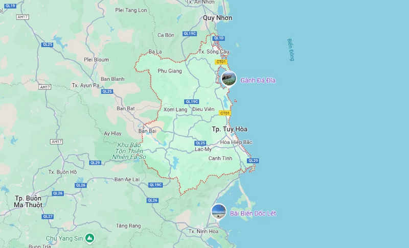vị trí địa lý phú yên
