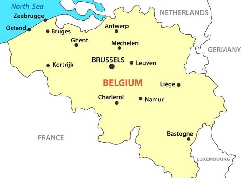 Thành phố Bruges trên bản đồ