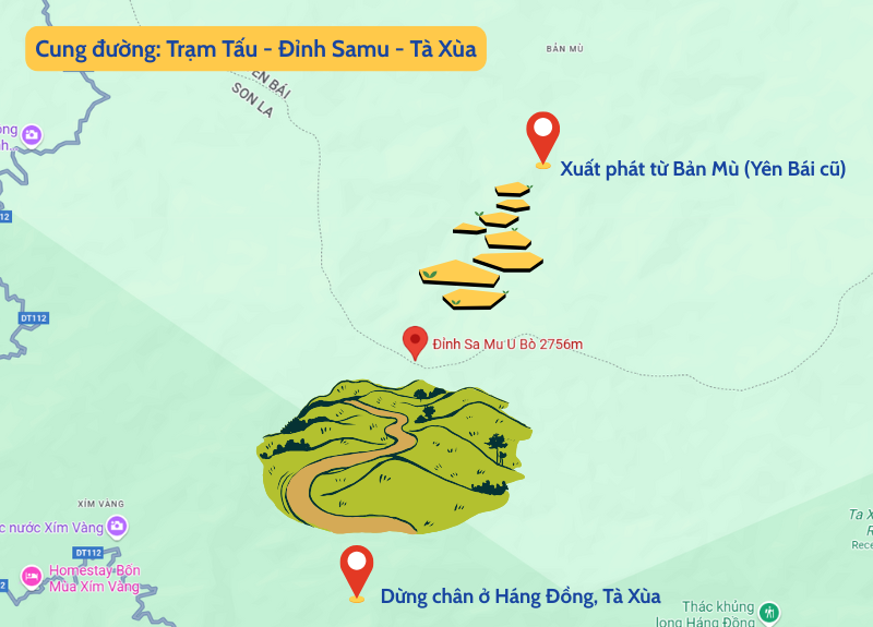 trekking đỉnh sa mu tuyến trạm tấu
