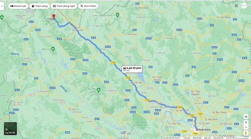 Hà Nội đi Y Tý bao nhiêu km?