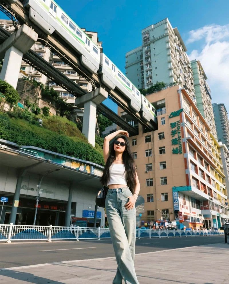 đường sắt chạy qua tòa nhà