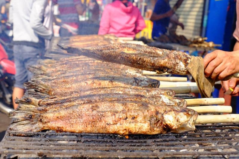 cá suối nướng
