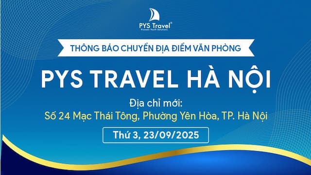 Thông báo chuyển trụ sở chính PYS Travel tại Hà Nội