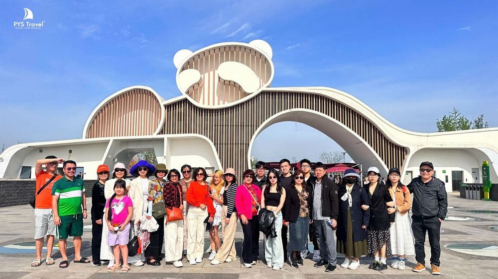Du khách PYS Travel tham quan cơ sở gấu trúc Thành Đô