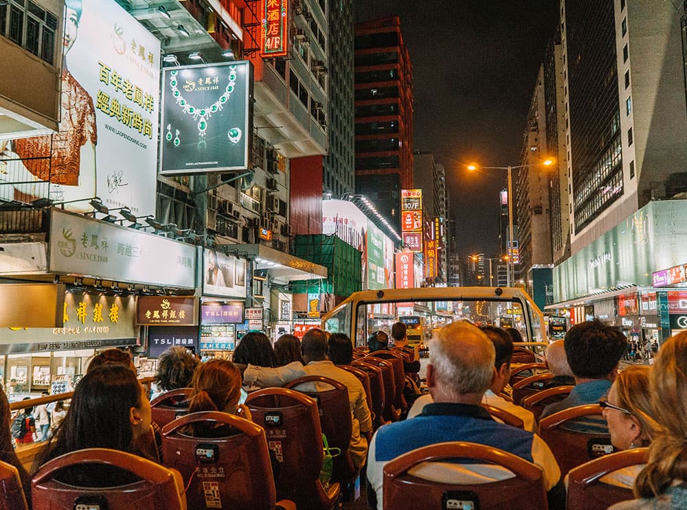 Open Top Bus Hồng Kông khám phá Hồng Kông về đêm